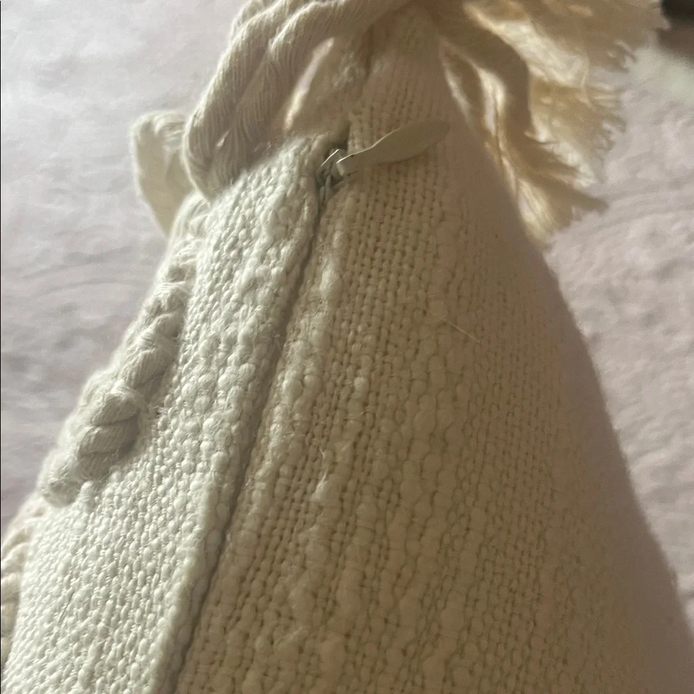 Anthropologie textured Cream and Tan Accent Pillow pre owned great condition - Picture 6 of 10